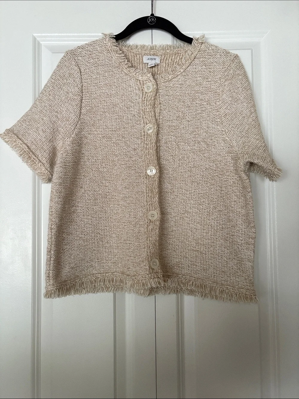 J. Crew Factory Short-Sleeve Fringe Lady Cardigan Sweater